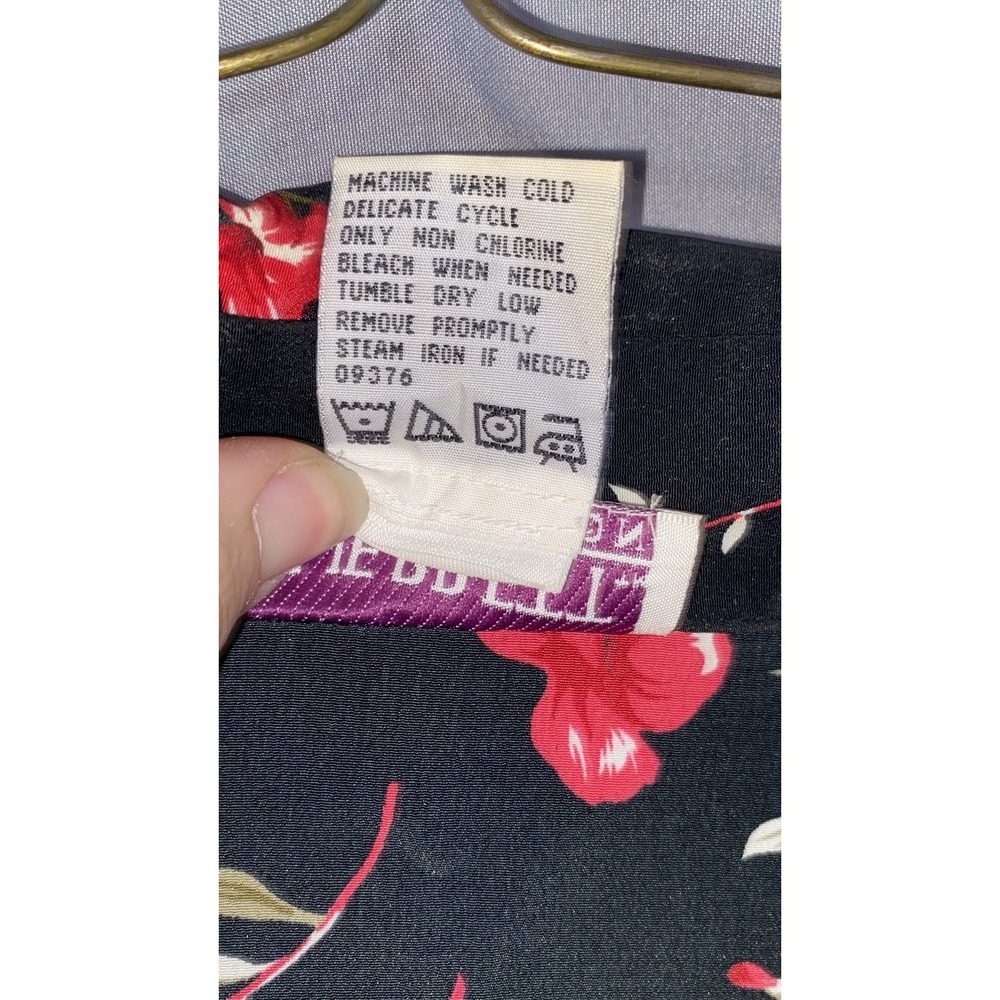 Vtg 1970s Sue Brett Collection Black& Red Floral Dress Plus Size 2xl - Picture 4 of 6